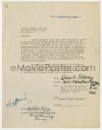 8p098 GENE TIERNEY signed contract 1944 giving Jergens the right to use her name & image in ads!