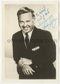 8p331 MICKEY ROONEY signed deluxe 5x7 fan photo 1950s great smiling portrait wearing suit & tie!