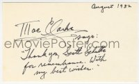 8p751 MAE CLARKE signed 3x5 index card 1982 it can be framed & displayed with a repro still!