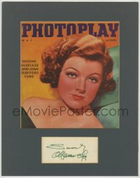 8p203 MYRNA LOY signed 2x5 index card in 11x14 display 1940s ready to frame & display!