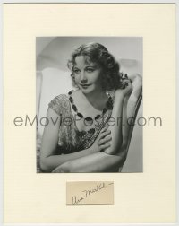 8p204 UNA MERKEL signed 2x3 index card in 11x14 display 1940s ready to frame & hang on the wall!
