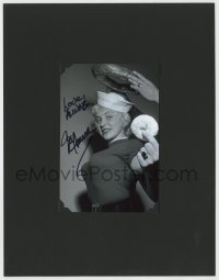8p222 JOY HARMON signed 4x6 REPRO photo in 9x11 mat 1980s sexy c/u in tight blouse with a donut!