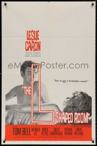 8p010 L-SHAPED ROOM signed 1sh 1963 by Leslie Caron, directed by Bryan Forbes!