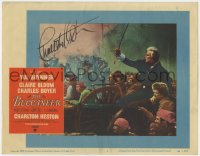8p039 BUCCANEER signed LC #7 1958 by Charlton Heston, who's by cannon leading troops in battle!