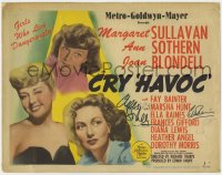 8p019 CRY HAVOC signed TC 1943 by Ann Sothern, Marsha Hunt, Ella Raines AND Diana Lewis!