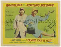 8p060 SOME LIKE IT HOT signed LC #3 1959 by Tony Curtis AND Jack Lemmon, best portrait in drag!