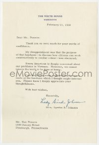 8p115 LADY BIRD JOHNSON signed letter 1968 how citizens can constructively fight crime!
