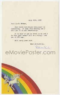 8p117 LILLIAN GISH signed letter 1985 thanking fan for cool note paper & talking about weather!