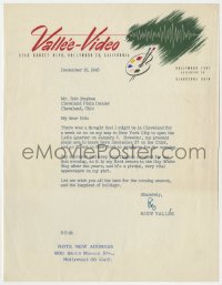 8p121 RUDY VALLEE signed letter 1948 telling a Cleveland reporter of his upcoming plans!