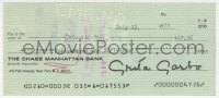 8p311 GRETA GARBO signed 3x6 canceled check 1971 paying $47.26 to Gristede Bros. grocery in NYC!
