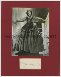 8p207 OLIVIA DE HAVILLAND signed 2x4 cut album page in 11x14 display 1950s ready to frame & display!