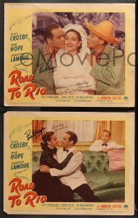 8p016 ROAD TO RIO 8 LCs 1948 EIGHT signed by Bob Hope & SEVEN also signed by Dorothy Lamour!