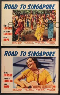 8p017 ROAD TO SINGAPORE 8 LCs 1940 FIVE signed by Dorothy Lamour, ONE also signed by Bob Hope!
