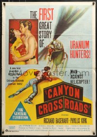 8r564 CANYON CROSSROADS Aust 1sh 1955 man against helicopter for nature's top secret uranium!