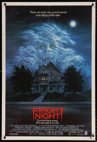 8r599 FRIGHT NIGHT Aust 1sh 1985 Sarandon, McDowall, best classic horror art by Peter Mueller!