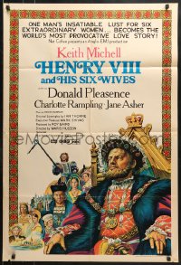 8r612 HENRY VIII & HIS SIX WIVES Aust 1sh 1972 Keith Michell in title role, Rampling!