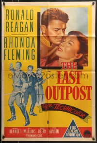 8r626 LAST OUTPOST Aust 1sh 1951 great close-up art of Ronald Reagan & Rhonda Fleming!