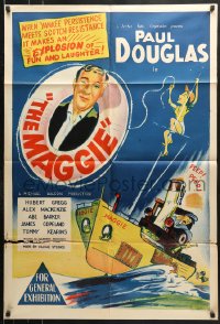 8r629 MAGGIE Aust 1sh 1955 great Tyler artwork of captain Paul Douglas!