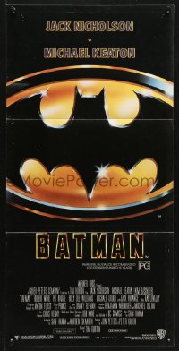8r703 BATMAN Aust daybill 1989 directed by Tim Burton, Nicholson, Keaton, cool image of Bat logo!
