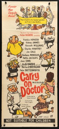 8r741 CARRY ON DOCTOR Aust daybill 1967 sexiest English hospital nurses, wacky operation artwork!