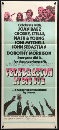 8r745 CELEBRATION AT BIG SUR Aust daybill 1971 celebrate with Joan Baez, Crosby, Stills, Nash & Young!