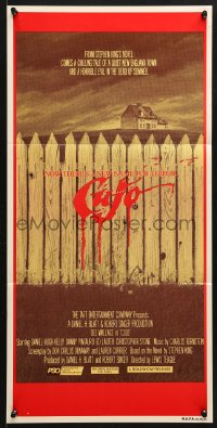 8r768 CUJO Aust daybill 1983 Stephen King, artwork of bloody fence & house by Robert Tanenbaum!