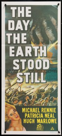 8r772 DAY THE EARTH STOOD STILL Aust daybill R1970s Robert Wise, art of giant hand & Patricia Neal!