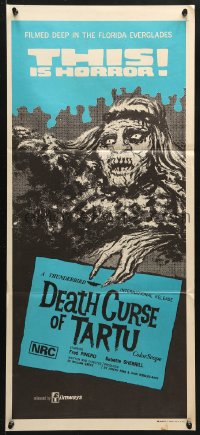 8r773 DEATH CURSE OF TARTU Aust daybill 1974 Native American Indian zombies in the Everglades!