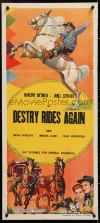 8r979 UNIVERSAL stock Aust daybill 1940s used for the 1939 Destry Rides Again w/ Dietrcih & Stewart!