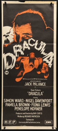 8r786 DRACULA Aust daybill 1973 art of vampire Jack Palance reaching out to get you!