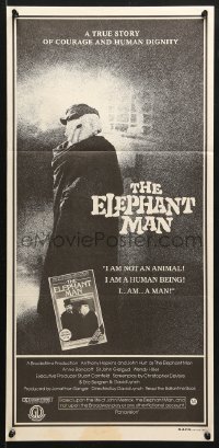 8r794 ELEPHANT MAN Aust daybill 1981 John Hurt, Anthony Hopkins, directed by David Lynch!