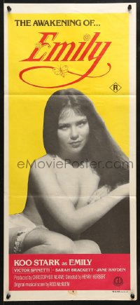 8r795 EMILY Aust daybill 1976 completely different image of sexiest English Koo Stark, rare!