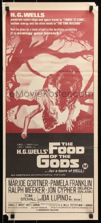 8r810 FOOD OF THE GODS Aust daybill 1976 artwork of giant rat feasting on dead girl by Drew!