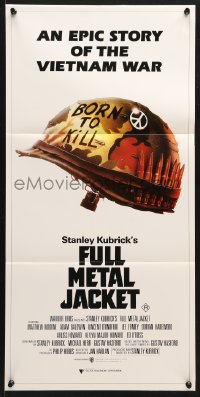 8r812 FULL METAL JACKET Aust daybill 1987 Stanley Kubrick Vietnam War movie, Philip Castle art!