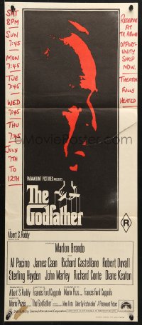 8r815 GODFATHER Aust daybill 1972 Marlon Brando & Al Pacino in Francis Ford Coppola crime classic!