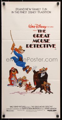 8r819 GREAT MOUSE DETECTIVE Aust daybill 1986 Walt Disney's crime-fighting Sherlock Holmes cartoon!