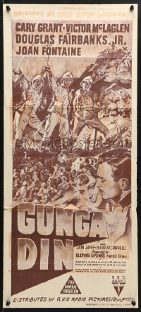 8r822 GUNGA DIN/TUTTLES OF TAHITI 2-sided Aust daybill 1940s Cary Grant, Charles Laughton!