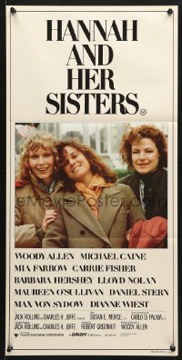 8r827 HANNAH & HER SISTERS Aust daybill 1986 Allen directed, Mia Farrow, Weist & Barbara Hershey!