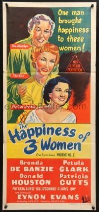 8r828 HAPPINESS OF THREE WOMEN Aust daybill 1954 Brenda de Banzie, Petula Clark, Donald Houston!