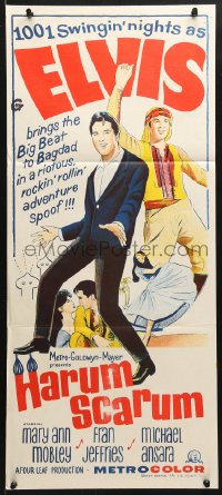 8r831 HARUM SCARUM Aust daybill 1965 rockin' Elvis Presley & Mary Ann Mobley in a swingin' spoof!