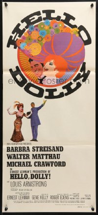 8r833 HELLO DOLLY Aust daybill 1970 art of Barbra Streisand & Walter Matthau by Richard Amsel!