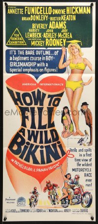 8r843 HOW TO STUFF A WILD BIKINI Aust daybill 1965 Annette Funicello, Buster Keaton, bikini art!