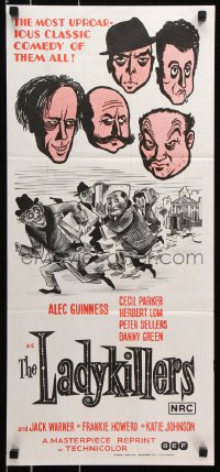 8r861 LADYKILLERS Aust daybill R1972 cool art of guiding genius Alec Guinness, gangsters!