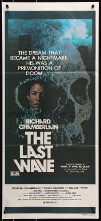8r863 LAST WAVE Aust daybill 1977 Peter Weir cult classic, Richard Chamberlain in skull image!