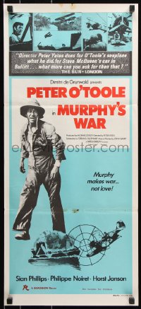 8r879 MURPHY'S WAR Aust daybill 1971 Peter O'Toole, WWII was ending, WWMurphy was about to begin!