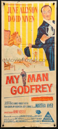 8r880 MY MAN GODFREY Aust daybill 1958 June Allyson & butler David Niven!