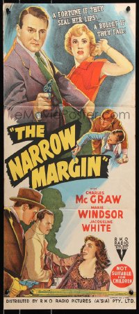 8r881 NARROW MARGIN Aust daybill 1952 Richard Fleischer classic film noir, Marie Windsor!