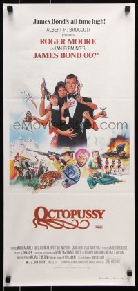 8r887 OCTOPUSSY Aust daybill 1983 art of Maud Adams & Roger Moore as James Bond by Daniel Goozee!