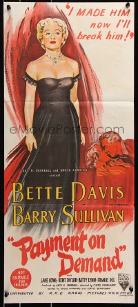 8r896 PAYMENT ON DEMAND Aust daybill 1951 Bette Davis made and will break Barry Sullivan!