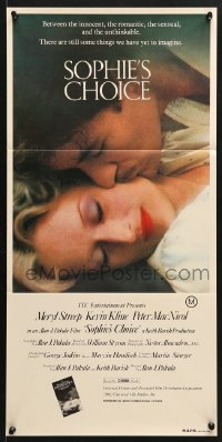 8r950 SOPHIE'S CHOICE Aust daybill 1983 Alan J. Pakula, romantic c/u of Meryl Streep & Kevin Kline!